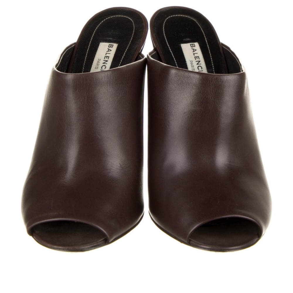 🤎💚🤎 Balenciaga Sculptural Leather Mules | Runway Heel | Size 6.5 (IT 37) - Picture 2 of 5